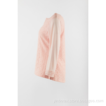 Long sleeve with lace front in color pink